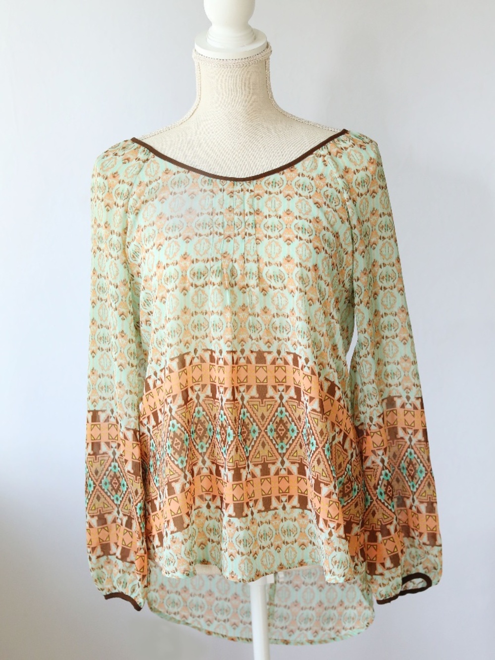 Sheer Southwestern Patterned Tunic